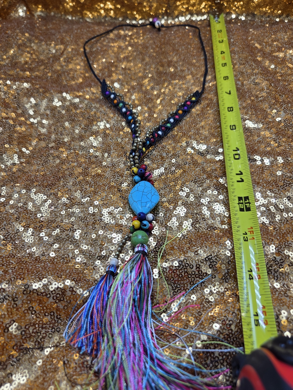 Boho Multicolor Beaded Tassel Necklace - Women Jewelry